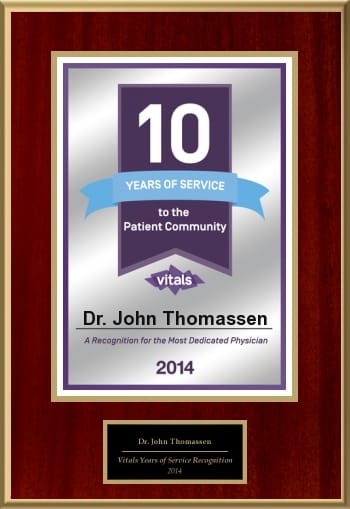 Dr. Thomassen Honored for 10 Years in Florida community